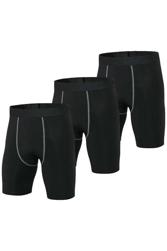 Mens Compression Shorts Athletic Gym Shorts Cool Dry Workout Underwear 3 Pack Size L