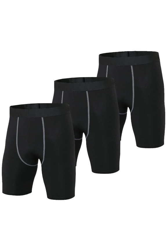 Mens Compression Shorts Athletic Gym Shorts Cool Dry Workout Underwear 3 Pack Size XL