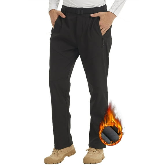 YUSHOW Mens Snow Ski Pants Waterproof Fleece Lined Outdoor Hiking Softshell Pants Size M