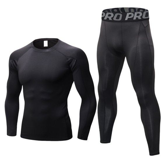 YUSHOW Mens Thermals Underwear Set Thin Wicking Base Layer Crew Neck Long Johns,Size XL