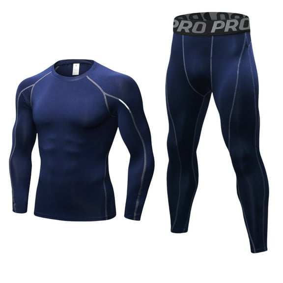 YUSHOW Mens Thermals Underwear Set Thin Wicking Base Layer Crew Neck Long Johns,Size L