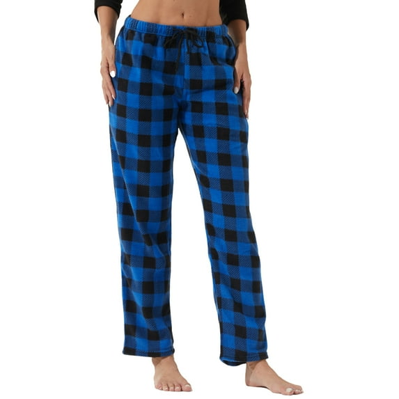 YUSHOW Women Fleece Pajama Pants Buffalo Plaid Pjs Bottoms Soft Comfy Sleep Lounge Pj Pants L