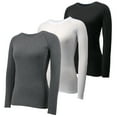 thumbnail image 1 of YUSHOW Womens Compression Shirts Long Sleeve Workout Top Sports Baselayer 3 Pack,Black+Gray+White,S, 1 of 8