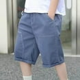 thumbnail image 1 of YUSIM Boys Capris with Pockets- Elastic Waist Stretch Baggy Casual Kids Cargo Shorts Blue Size 6, 1 of 6