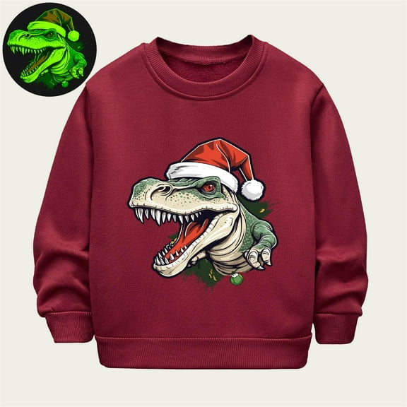 YUSIM Boys Christmas Sweatshirt Luminous- Pullover Crewneck Funny Long Sleeve Kids Festival Clothes Red Size 4-10 T