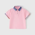 thumbnail image 1 of YUSIM Boys Color Block Polo Shirts- Short Sleeve Cotton Summer Formal Casual School Uniform Pink Size 6 T, 1 of 3