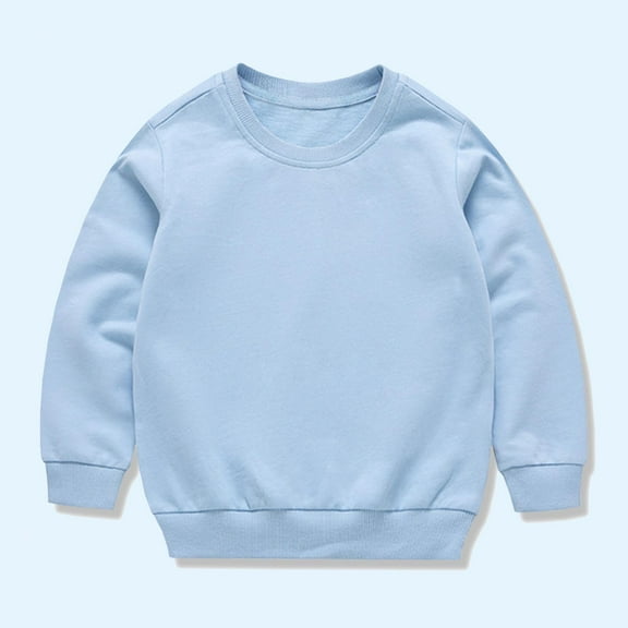 YUSIM Boys Cotton Sweatshirt- Crewneck Long Sleeve Casual Kids Fall Winter Basic Tops Light Blue Size 8