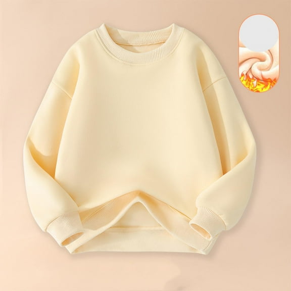 YUSIM Boys Cotton Sweatshirt Fleece Lined- Casual Warm Long Sleeve Pullover Kids Fall Winter Tops Yellow Size 8