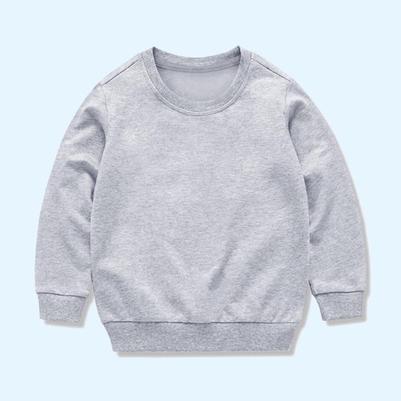 YUSIM Boys Cotton Sweatshirt- Long Sleeve Casual Crewneck Kids Fall Winter Basic Tops Gray Size 6