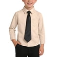 thumbnail image 1 of YUSIM Boys Dress Shirts With Tie- Slim Fit Button Down Long Sleeve Kids Formal Shirts Beige Size 6 T, 1 of 9