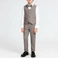 thumbnail image 1 of YUSIM Boys Dress Suit Sets 3 Piece- Bow Tie+Button Vest+Formal Pants Kids Outfit Sets Khaki Size 8, 1 of 7