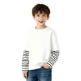 thumbnail image 1 of YUSIM Boys Striped Cotton T Shirts- Casual Fashion Crewneck Long Sleeve Kids Spring Tops Clothes White Size 5, 1 of 7