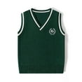 thumbnail image 1 of YUSIM Boys Sweater Vest- Soft Sleeveless Casual V-Neck Kids Fall Winter School Uniform Green Size 4-14, 1 of 6