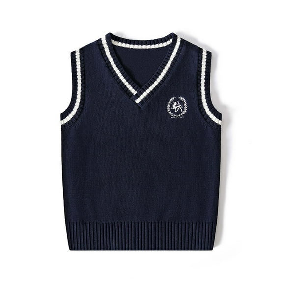 YUSIM Boys Sweater Vest- V-Neck Soft Casual Sleeveless Kids Fall Winter School Uniform Navy Size 14