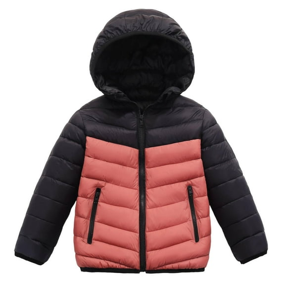 YUSIM Boys Winter Coats with Hood- Warm Zip Up Casual Midweight Quilted Jackets Watermelon Red Size 8