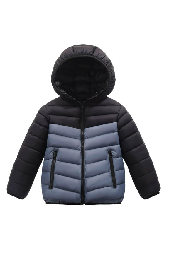 Boys Winter Coats with Hood- Zip Up Casual Midweight Warm Quilted Jackets Gray Size 16