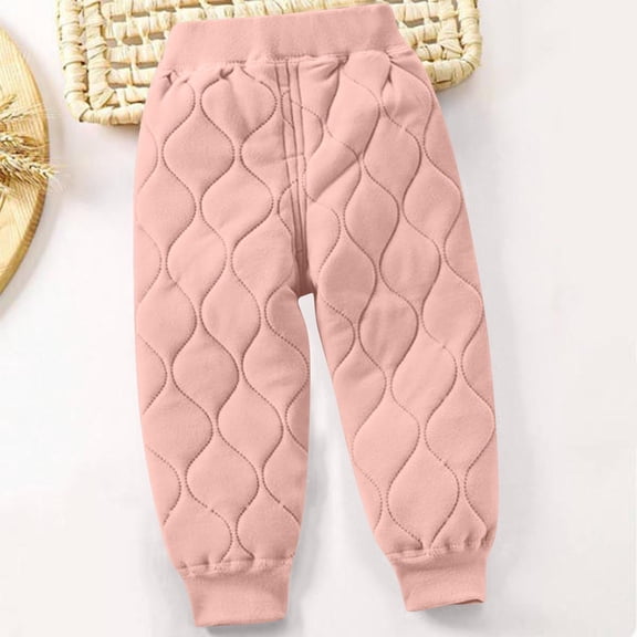 YUSIM Boys Winter Warm Pants- Casual Thick Cotton Elastic Waist Kids Lounge Pants Pink Size 8