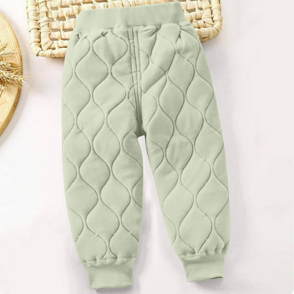 YUSIM Boys Winter Warm Pants- Cotton Thick Casual Elastic Waist Kids Lounge Pants Green Size 3 T