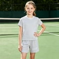 thumbnail image 1 of YUSIM Girls Active Outfits Set- Quick Dry Short Sleeve Summer breathable Shirts and Shorts Kids Activewear Gray Size 3 T, 1 of 7