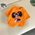 thumbnail image 1 of YUSIM Girls Graphic Cotton T Shirts- Cute Short Sleeve Crewneck Casual Kids Summer Tops Orange Size 5-6T, 1 of 3