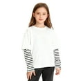 thumbnail image 1 of YUSIM Girls Striped Cotton T Shirts- Long Sleeve Fashion Crewneck Casual Kids Spring Tops Clothes White Size 5, 1 of 6