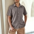 thumbnail image 1 of YUSIM Mens Button Down Shirts with Pocket- Casual 100% Cotton Summer Short Sleeve Vacation Beach Shirts Gray Size L, 1 of 7