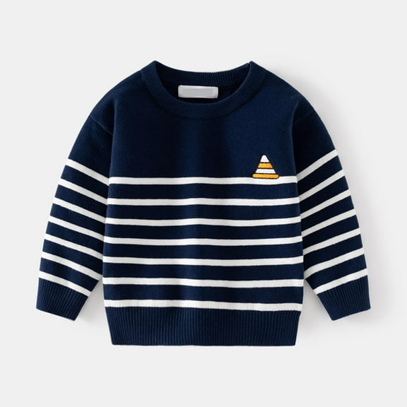 YUSIM Toddler Boys Striped Sweaters- Casual Long Sleeve Pullover Warm Kids Fall Winter Clothes Navy Size 2 T
