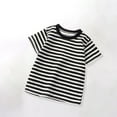thumbnail image 1 of YUSIM Toddler Boys Striped T Shirts- Soft Crewneck Short Sleeve Casual Kids Cotton Tees Black Size 2-8T, 1 of 5