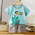 thumbnail image 1 of YUSIM Toddler Boys Summer Outfits Set- Short Sleeve Casual Soft Cotton Cute Kids T Shirts and Shorts Clothes Light Blue Size 1 T, 1 of 4