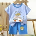 thumbnail image 1 of YUSIM Toddler Boys Summer Outfits Set- Short Sleeve Cute Soft Cotton Casual Kids T Shirts and Shorts Clothes Sky Blue Size 1T-6T, 1 of 4
