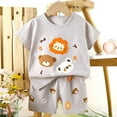 thumbnail image 1 of YUSIM Toddler Boys Summer Outfits Set- Short Sleeve Soft Cotton Casual Cute Kids T Shirts and Shorts Clothes Gray Size 4 T, 1 of 4