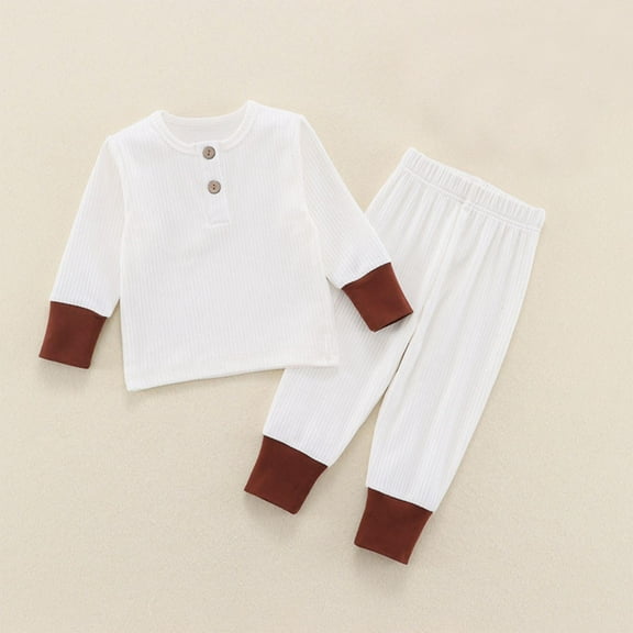 YUSIM Toddler Girls Cotton Outfits Set- Soft Casual Long Sleeve Shirts and Pants Fall Clothes White Size 4 T