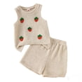 thumbnail image 1 of YUSIM Toddler Girls Embroidered Outfit Sets- Cute Casual Soft Tank Tops and Shorts Kids Summer Clothes Beige Size 6 T, 1 of 8