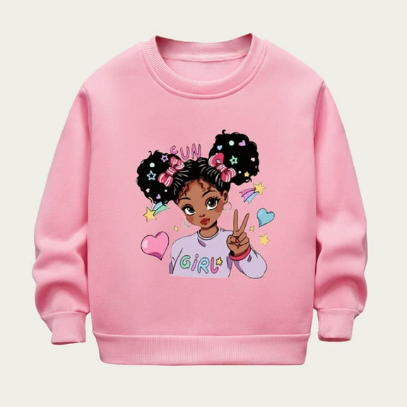 YUSIM Toddler Girls Fleece Graphic Sweatshirts- Cute Long Sleeve Casual Fashion Fall Winter Tops Pink Size 6T