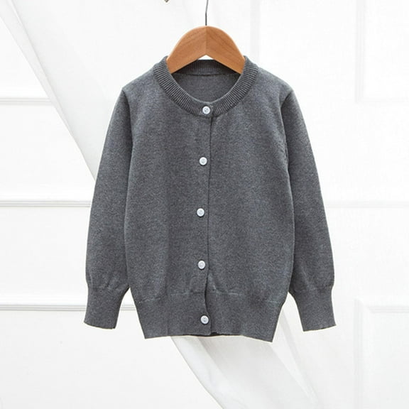 YUSIM Toddler Girls Knit Cardigan Sweaters- Warm Casual Button Down Long Sleeve Kids Clothes Gray Size 1 T