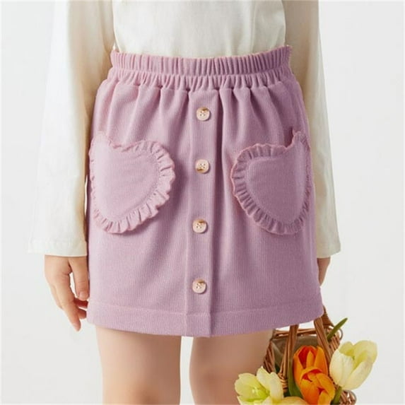 YUSIM Toddler Girls Knit Cotton Skirts- Elastic Waist Soft Cute Casual Kids Mini Skirts Purple Size 5 T