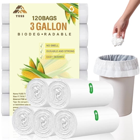 YUSS 3 Gallon Small Trash Bags 120 Count Bathroom Garbage Bags 10L,White