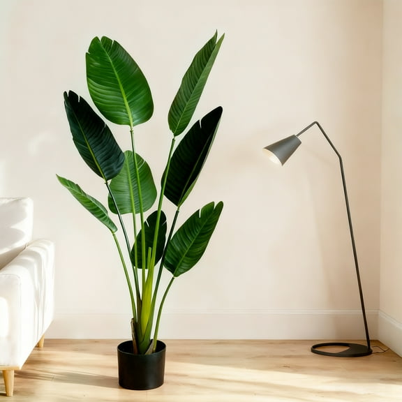 YUSS Artificial Plants Artificial Bird of Paradise Plant in Pot, 5 Feet Realistic Fake Tropical Trees for Indoor & Outdoor,Home, Office, Mall Decor