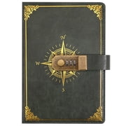YUSS Leather Journal Notebook with Password Lock – Vintage Leather Journals for Women & Men 220 Pages, Gift for Writing,Travel,Business,Work & School (Green)-8.3 X 5.7 inches