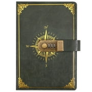 YUSS Leather Journal Notebook with Password Lock – Vintage Leather Journals for Women & Men 220 Pages, Gift for Writing,Travel,Business,Work & School (Green)-8.3 X 5.7 inches