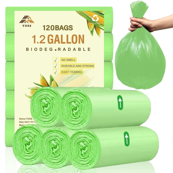 YUSS Small Garbage Bags 1.2 Gallon Trash Bags 5l Trash Bin Bags for Bathroom,120 Count,Green