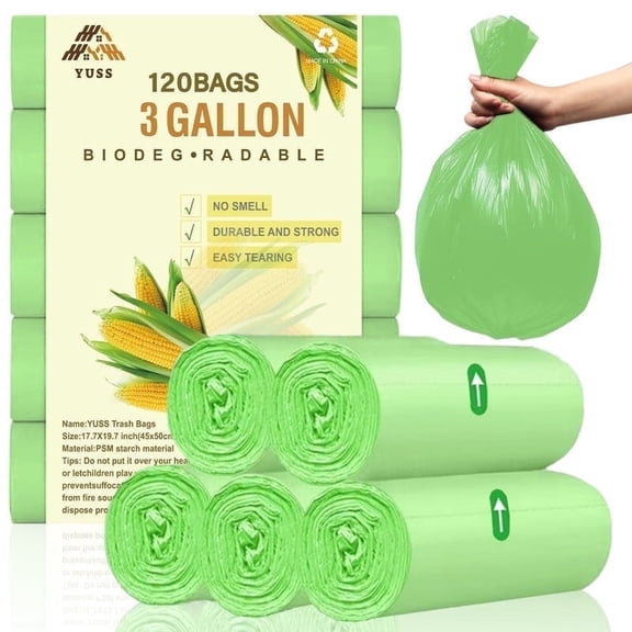 YUSS Small Trash Bags 3 Gallon Garbage Bags 120 Count Mini Bathroom Trash Can Liner 10L Bin Bags for Kitchen Office,Green