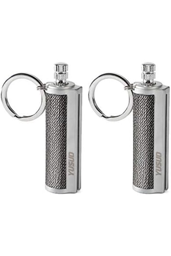 YUSUD 2 Pack Permanent Match Infinity Lighter with Multitool Keychain, Reusable Waterproof Match Strike Anywhere, Forever Flint Fire Starter for Outdoor Survival Tool for Men (Fuel Not Included)