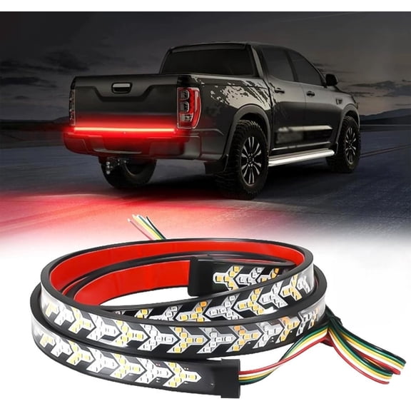 YUSUIYI 48/78/94/60 Inch LED Tailgate Light Bar Strip,Waterproof Flexible Strobe Rock Lights for Trucks,Arrow Design Turn Signal Strip,Red & Amber Sequential Lighting