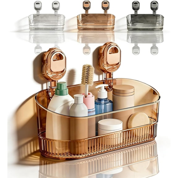 YUSUIYI No Drill Bathroom Suction Storage Box,Large Capacity & Strong Load-Bearing Shower Organizer with Drain Holes,Removable Hanging Water Bob Bath Tub Water Storage