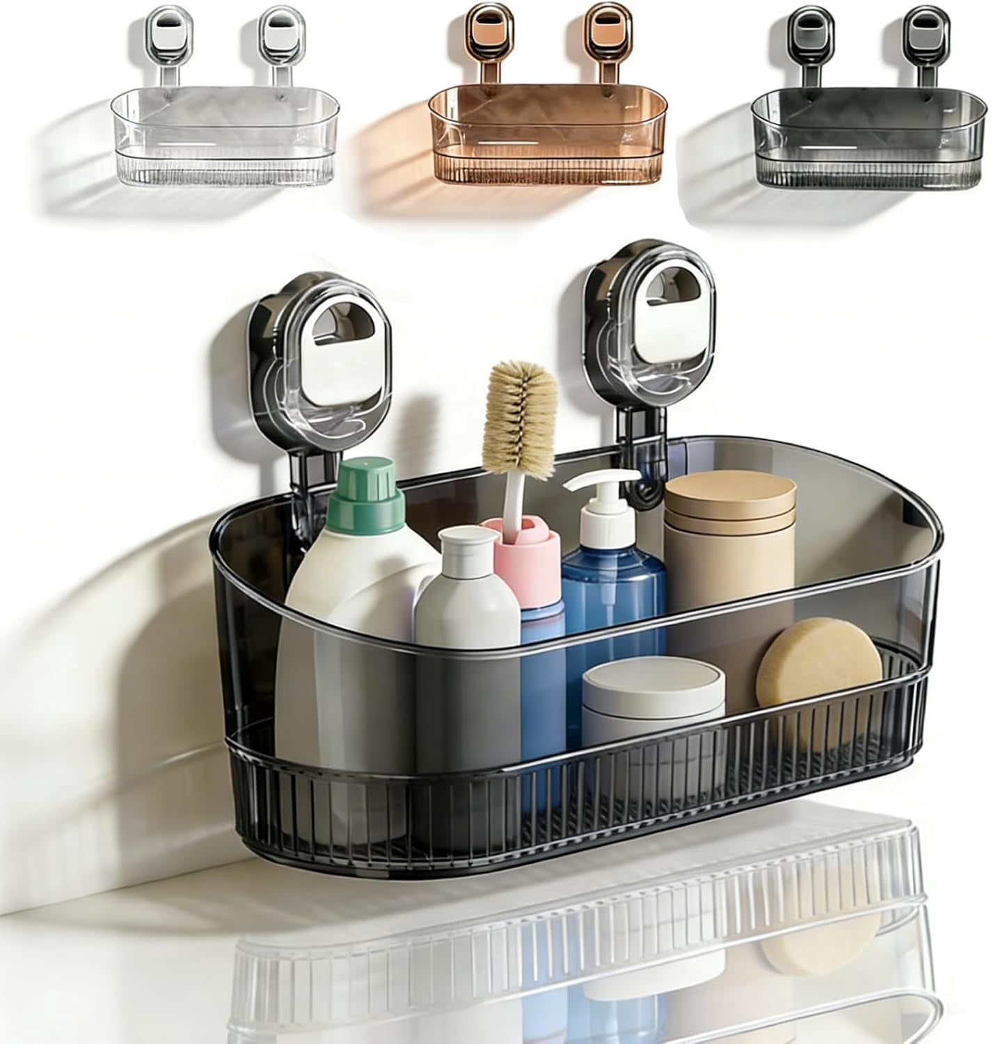Suction Storage YUSUIYI No Drill Bathroom Suction Storage Box,Large Capacity & Strong ...