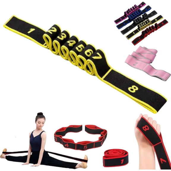 YUSUIYI Fitness Numbered Resistance Bands,Stretching Strap with 8 Loops,Elastic Stretch Bands for Exercise,Adjustable Pull Rope for Full Body Workout