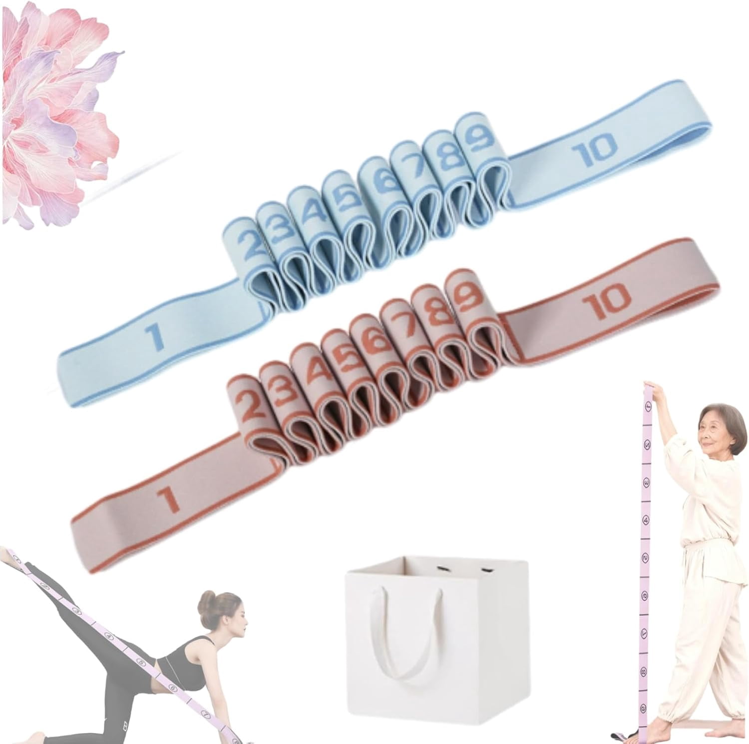 Elastic Numbers YUSUIYI Fitness Resistance Bands with Numbers,8/10/11/12/13/14 Segment ...