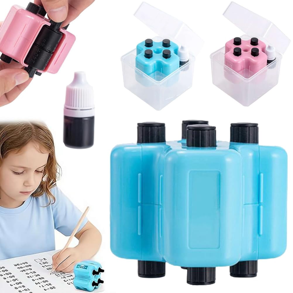 Math Roller YUSUIYI Math Stamp Roller,3.54*3.54*3.54in 4 in 1 Randomized Addition ...