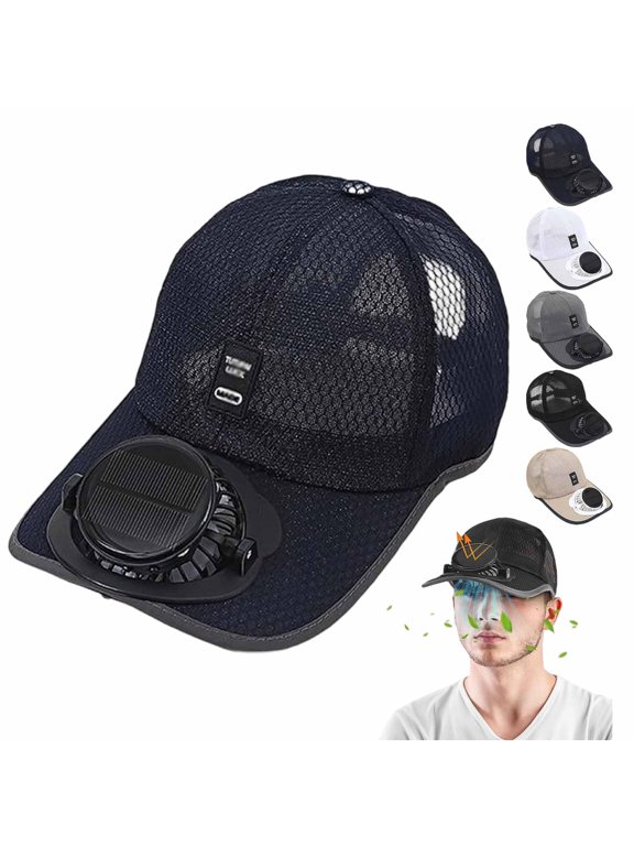 YUSUIYI Solar Rechargeable Peak Cap,Built in Wide Brim Baseball Hat,Outdoor Fishing Beach Sun Hat